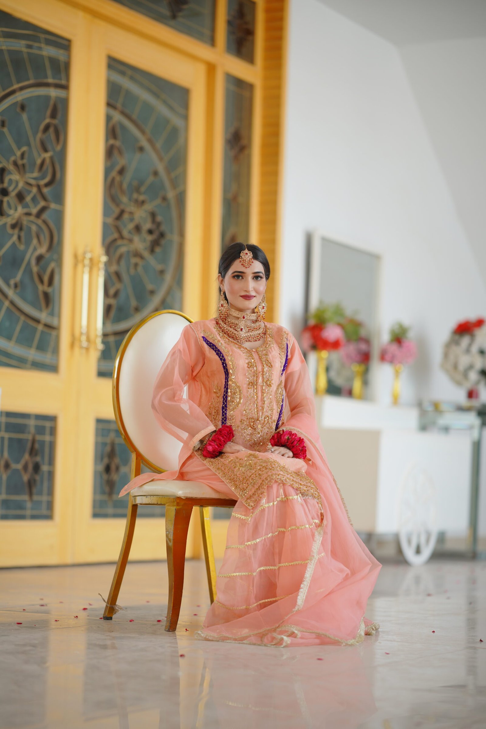 Our gorgeous client dazzles in a vibrant fabric that flows delicately into  a sparkling red long shirt, worked sharara, and heavy dupatta.... |  Instagram